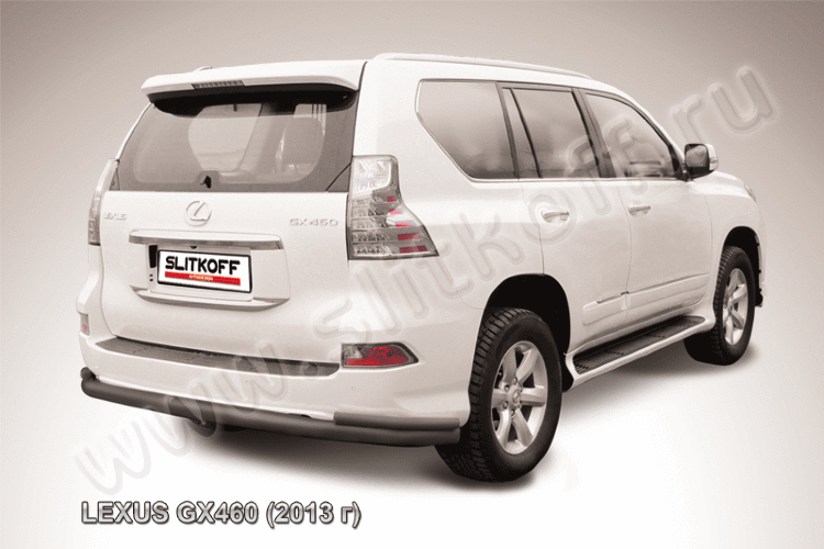 Защита заднего бампера d76+d42 двойная черная Lexus GX460 (2013)