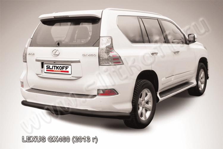 Защита заднего бампера d76 радиусная черная Lexus GX460 (2013)