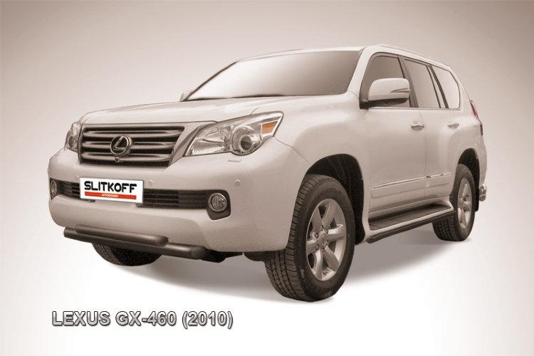 Защита переднего бампера d76+d57 двойная короткая черная Lexus GX-460 (2010)