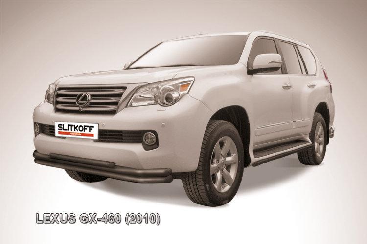 Защита переднего бампера d57+d57+d42 тройная черная Lexus GX-460 (2010)