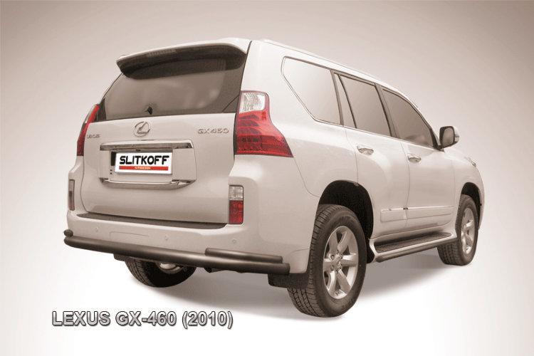 Защита заднего бампера d76+d42 двойная черная Lexus GX-460 (2010)