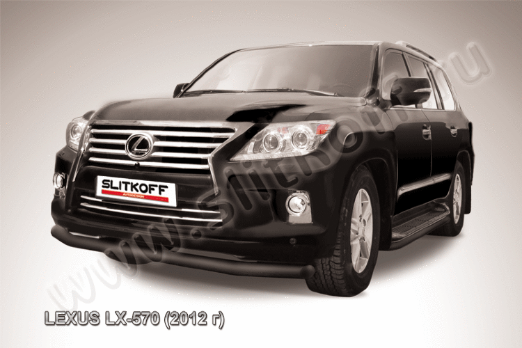 Защита переднего бампера d76 черная Lexus LX-570