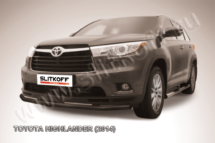 Защита переднего бампера d57 черная Toyota Highlander (2014)