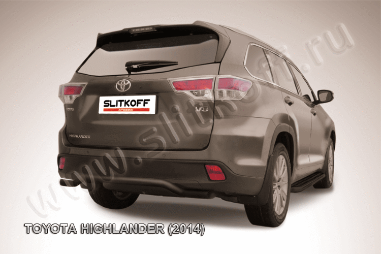 Защита заднего бампера d57 "волна" черная Toyota Highlander (2014)