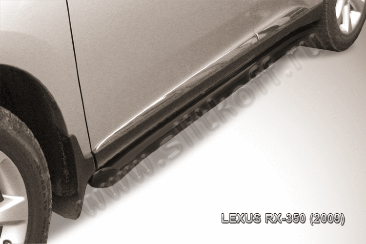 Защита порогов d76 труба с гибами черная Lexus RX-350 (2009)