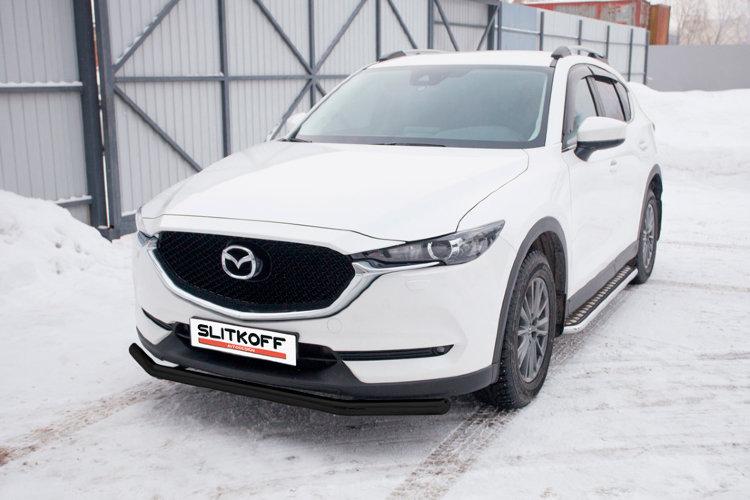 Защита переднего бампера d57 черная Mazda CX-5 (2017)