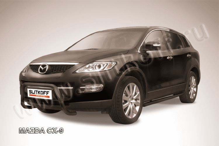 Кенгурятник d57 низкий "мини" черный Mazda CX-9