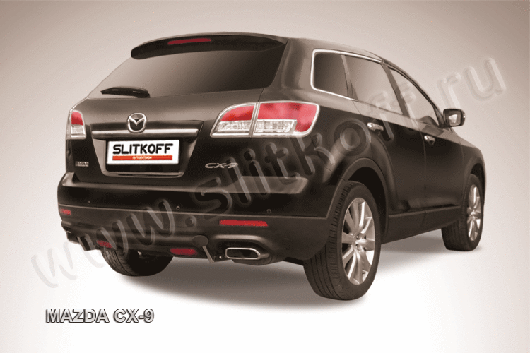 Защита заднего бампера d57 короткая черная Mazda CX-9