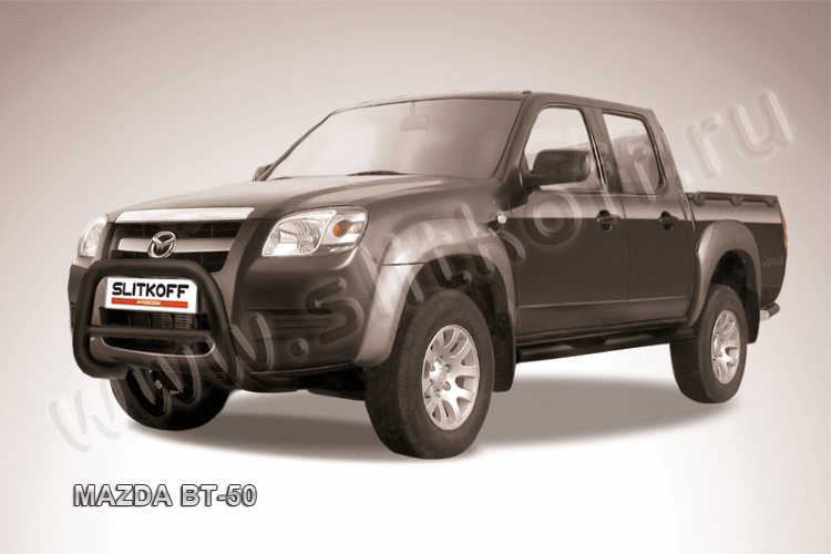 Кенгурятник d76 низкий черные Mazda BT-50