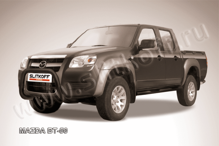 Кенгурятник d76 низкий "мини" черный Mazda BT-50