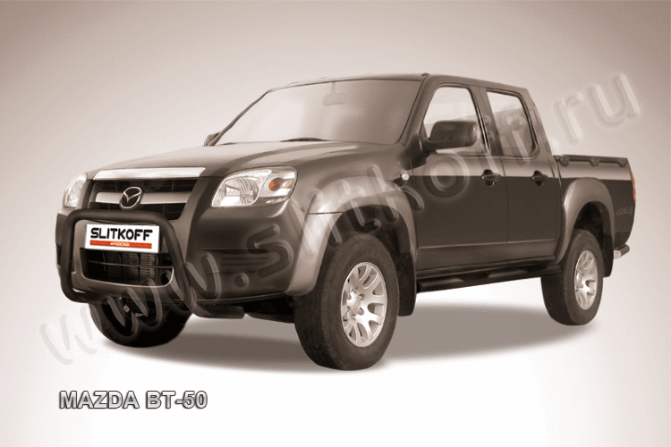 Кенгурятник d57 низкий "мини" черный Mazda BT-50