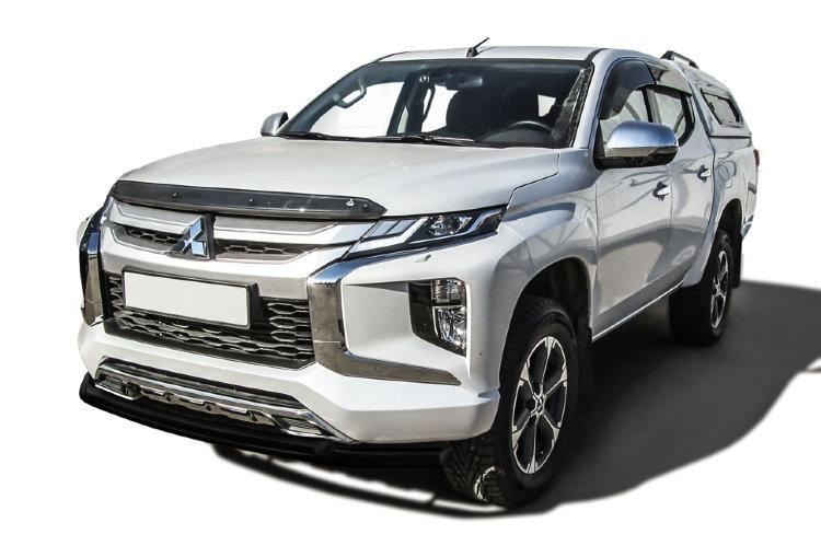 Защита переднего бампера d57+d42 двойная черная Mitsubishi L-200 (2018)