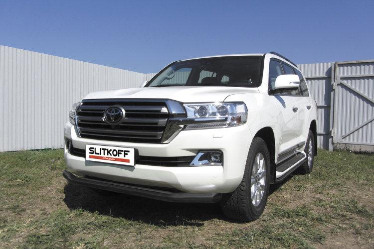 Защита переднего бампера d76 черная TOYOTA LAND CRUISER 200 (2015)