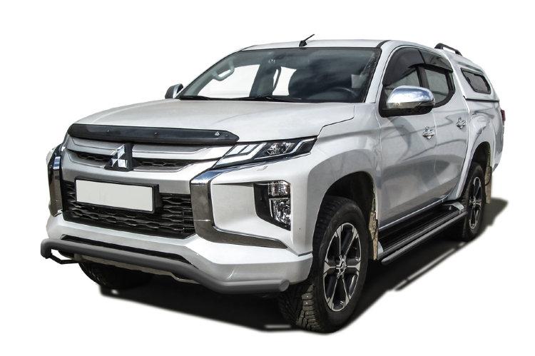 Защита переднего бампера d57 "волна" серебристая Mitsubishi L-200 (2018)