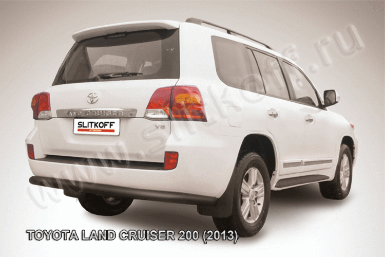 Защита заднего бампера d76 черная Toyota Land Cruiser 200 (2013)