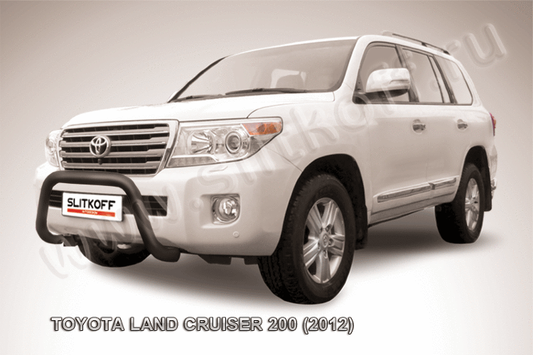 Кенгурятник d76 низкий "мини" черный Toyota Land Cruiser 200 (2012)