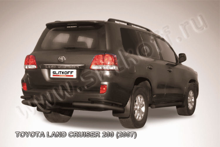 Уголки d76+d42 двойные черные Toyota Land Cruiser 200 (2007)