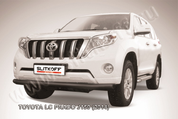 Защита переднего бампера d76 черная Toyota Land Cruiser Prado (2014)