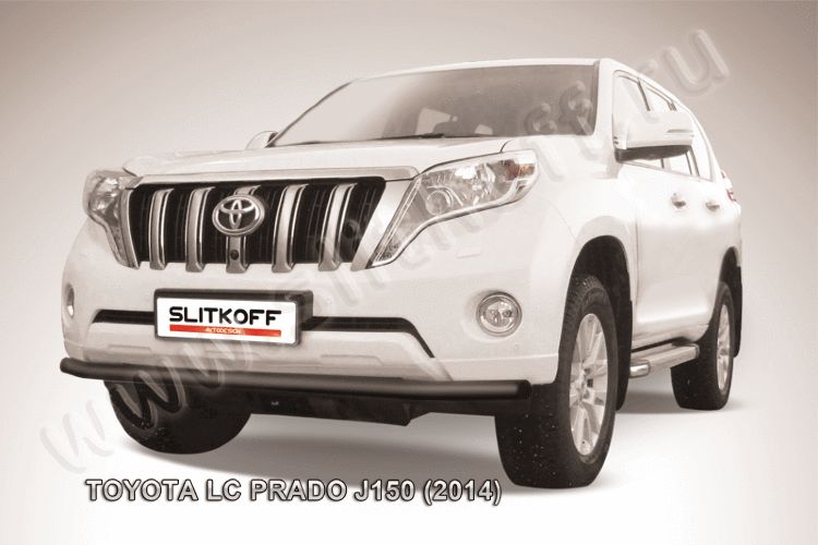 Защита переднего бампера d57 черная Toyota Land Cruiser Prado (2014)