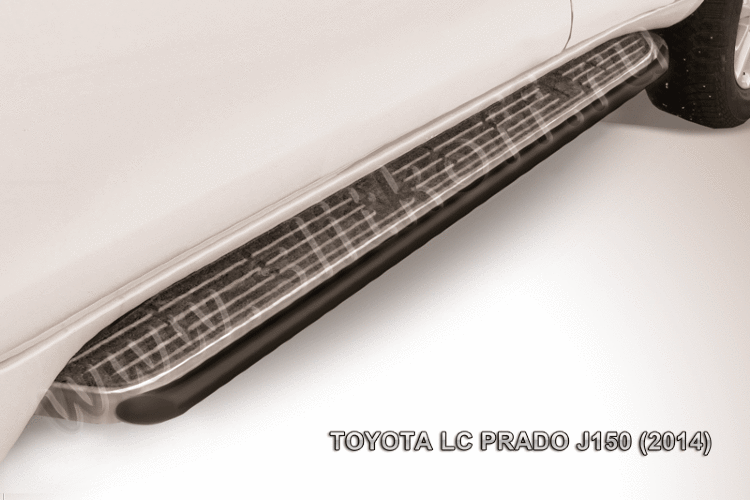 Защита штатного порога d42 черная Toyota Land Cruiser Prado (2014)