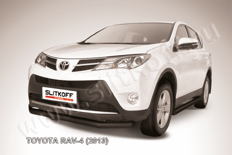 Защита переднего бампера d76 черная Toyota RAV-4 (2013)