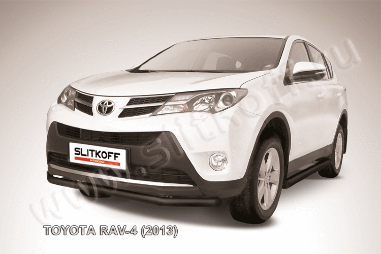 Защита переднего бампера d57 черная Toyota RAV-4 (2013)