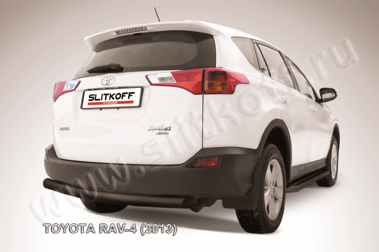 Защита заднего бампера d76 радиусная черная Toyota RAV-4 (2013)
