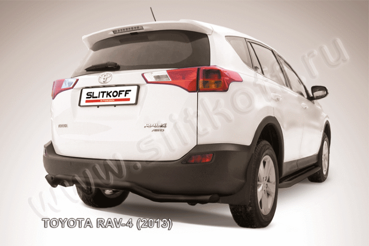 Защита заднего бампера d57 "волна" черная Toyota RAV-4 (2013)