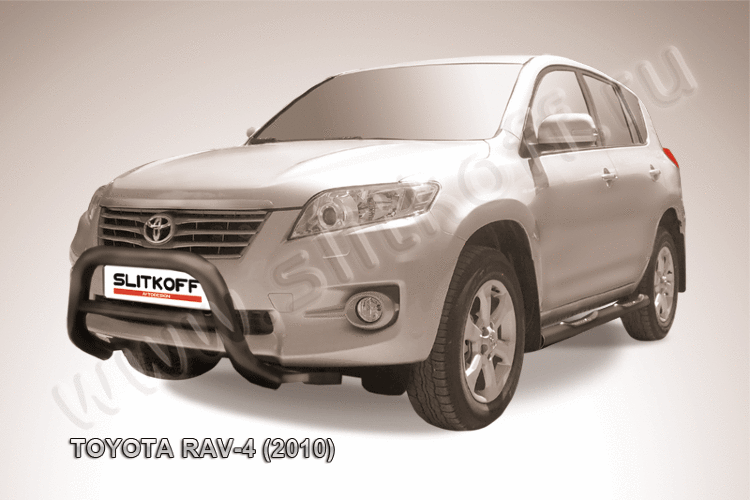 Кенгурятник d76 низкий черный Toyota RAV-4 (2010)