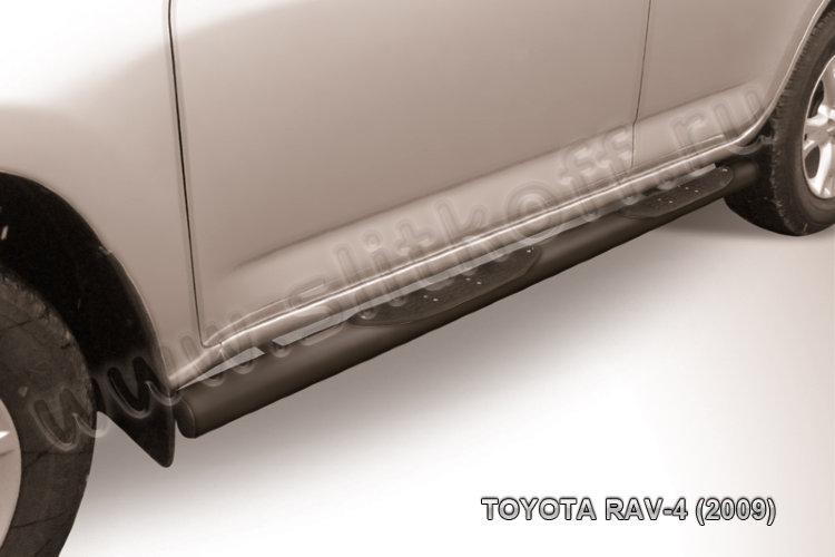 Защита порогов d76 с проступями черная Toyota RAV4 (2009)