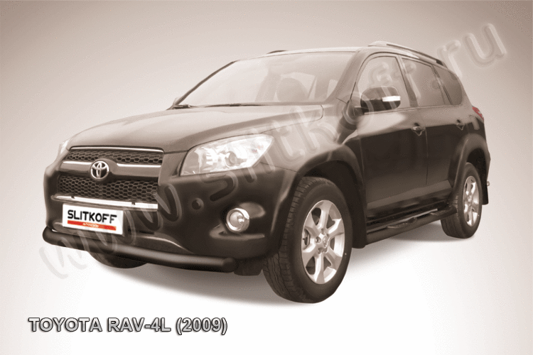 Защита переднего бампера d76 черная Toyota RAV4 L (2009)