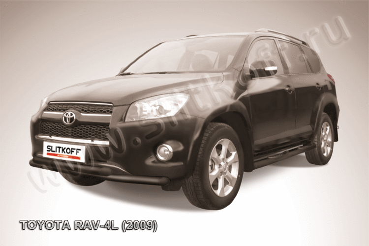 Защита переднего бампера d57+d57 двойная черная Toyota RAV4 L (2009)