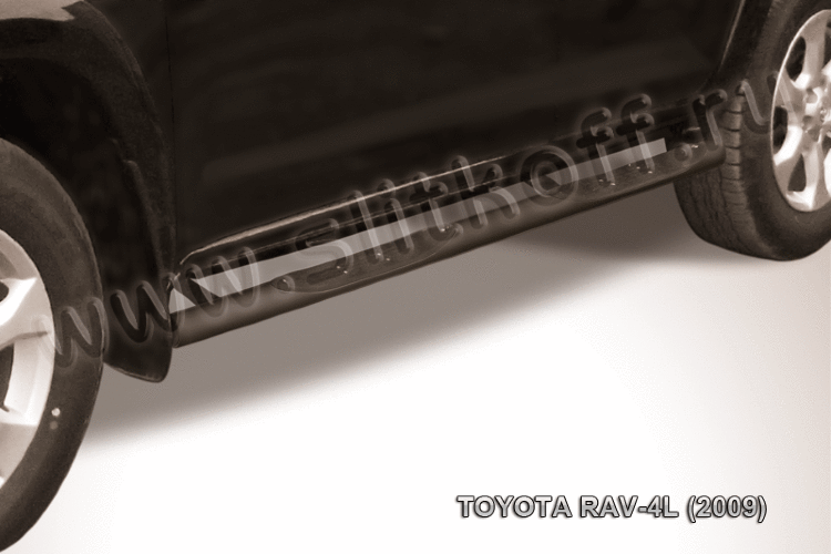 Защита порогов d76 с проступями черная Toyota RAV4 L (2009)