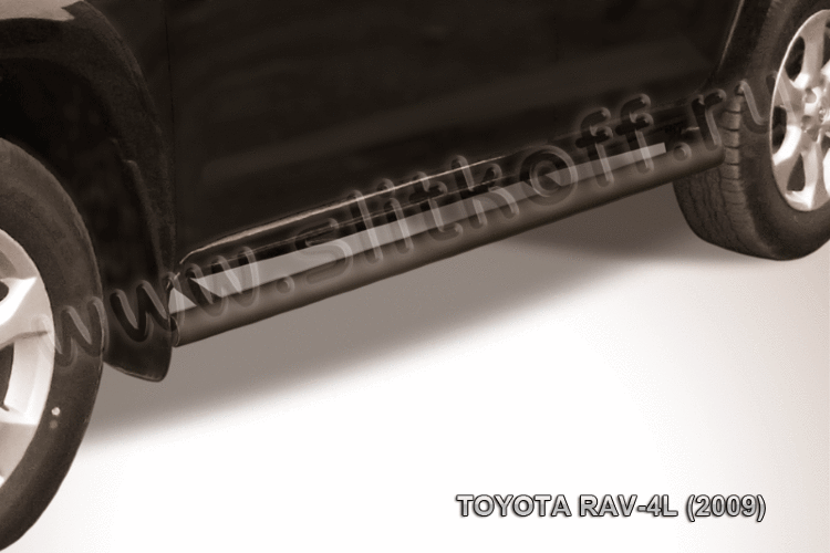 Защита порогов d76 труба черная Toyota RAV4 L (2009)
