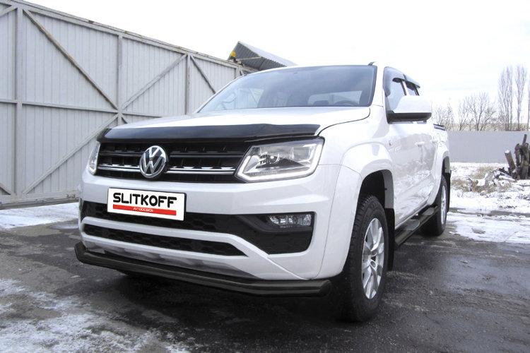 Защита переднего бампера d76 черная Volkswagen Amarok (2016)