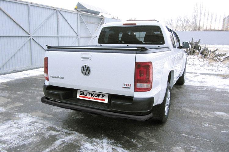 Защита заднего бампера d76 черная Volkswagen Amarok (2016)