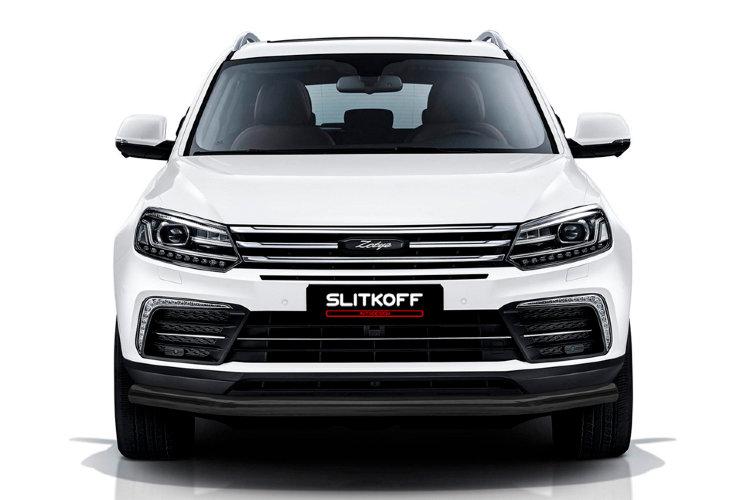 Защита переднего бампера d57 черная Zotye Coupa