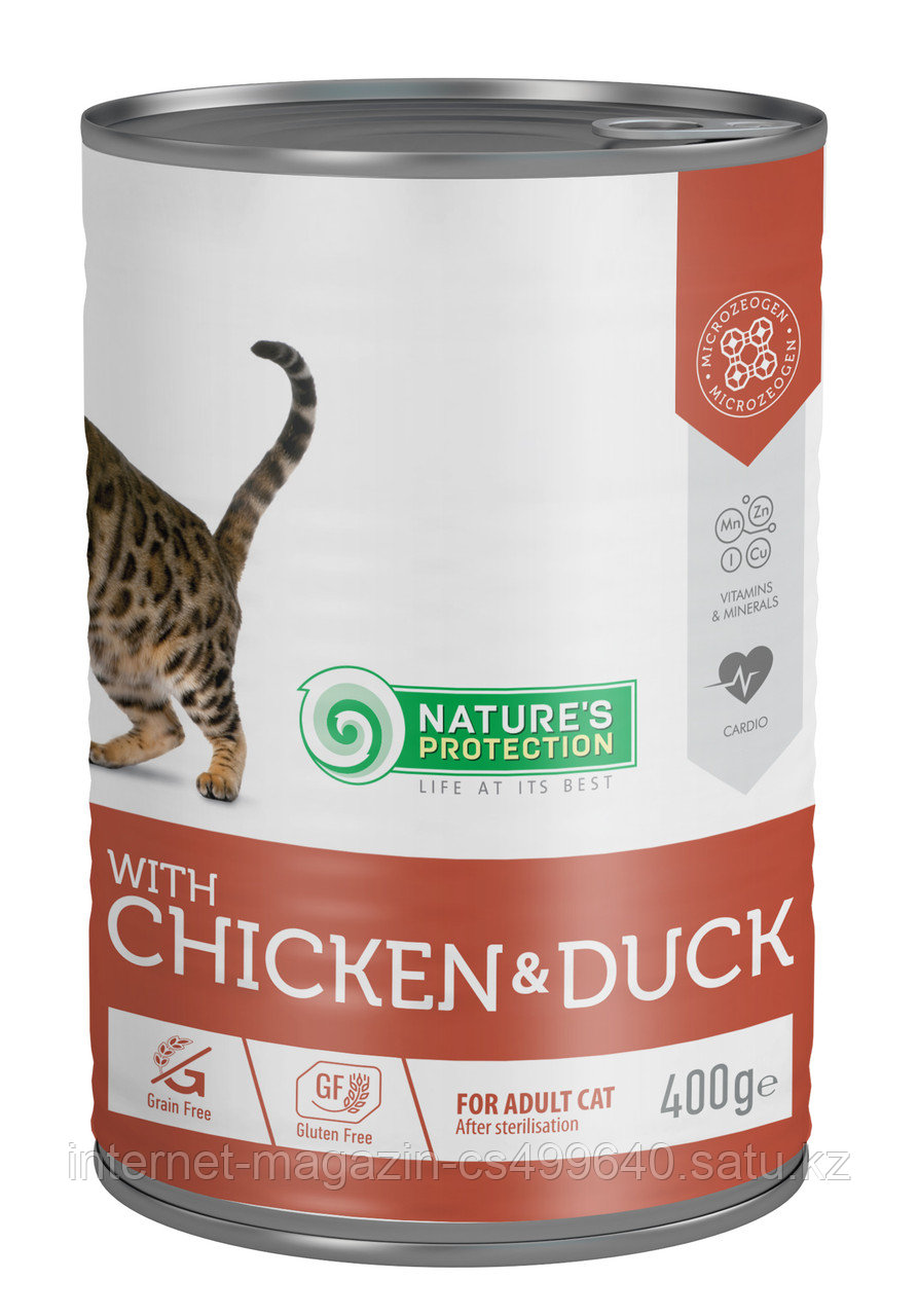 Влажный корм для стерилизованных кошек Nature's Protection Sterilised with chicken & duck курица с уткой