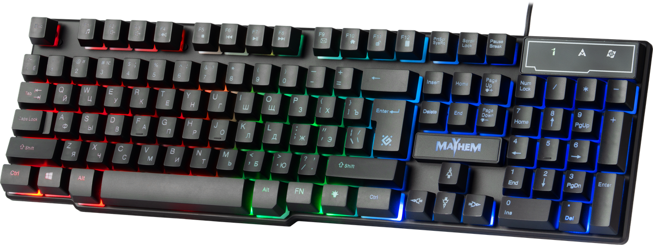 Клавиатура проводная игровая Defender Mayhem GK-360DL, ENG/RUS, USB, RGB подсветка - фото 2 - id-p78849551