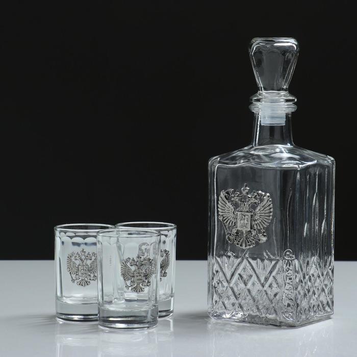 Набор для водки "Держава" 4 предмета, 500/50 мл, барельеф олово