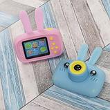 Фотоаппарат-игровая консоль детский GSMIN Fun Rabbit с силиконовым чехлом (Голубая), фото 5