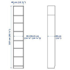 Шкаф БИЛЛИ/ОКСБЕРГ белый 40x30x237 см ИКЕА, IKEA, фото 3
