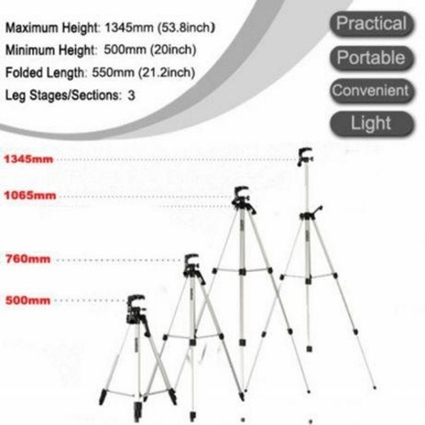 Штатив-трипод с телескопической осью для смартфона, GoPro и фотоаппарата до 3кг Tripod 330A с чехлом - фото 3 - id-p79364229