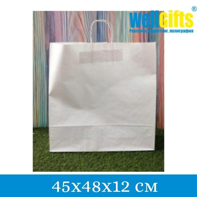 Крафт-пакет с ручкой 45х48х12 см, Белый - фото 3 - id-p79386775