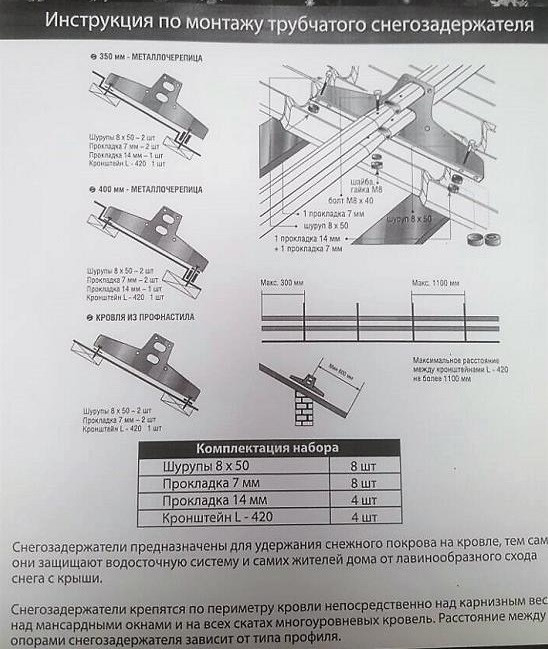 Снегозадержатель 3 м Серый трубчатый для кровли - фото 4 - id-p79412982