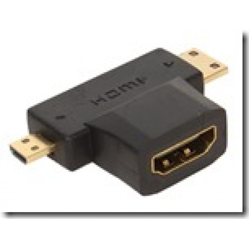 Переходник micro, mini HDMI (m) - HDMI (f) Gold-Plated