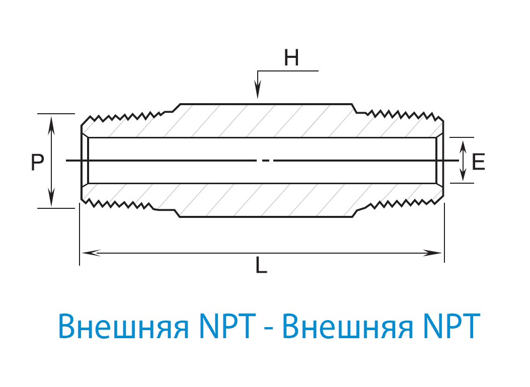 Резьбовой фитинг с шестигранным длинным ниппелем - GNL - фото 2 - id-p79450048