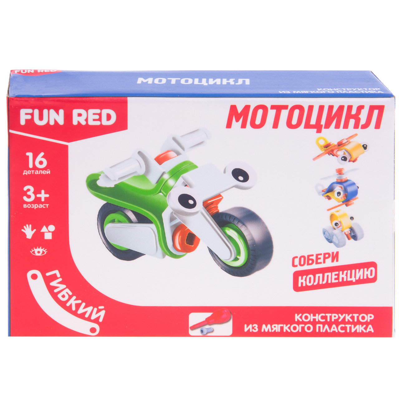 Конструктор гибкий "Мотоцикл Fun Red", 16 деталей