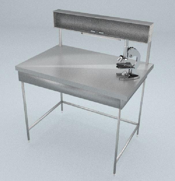 Стол приборный, застекленная полка, подсветка, ц/м, 1800х600х900 (1800) мм