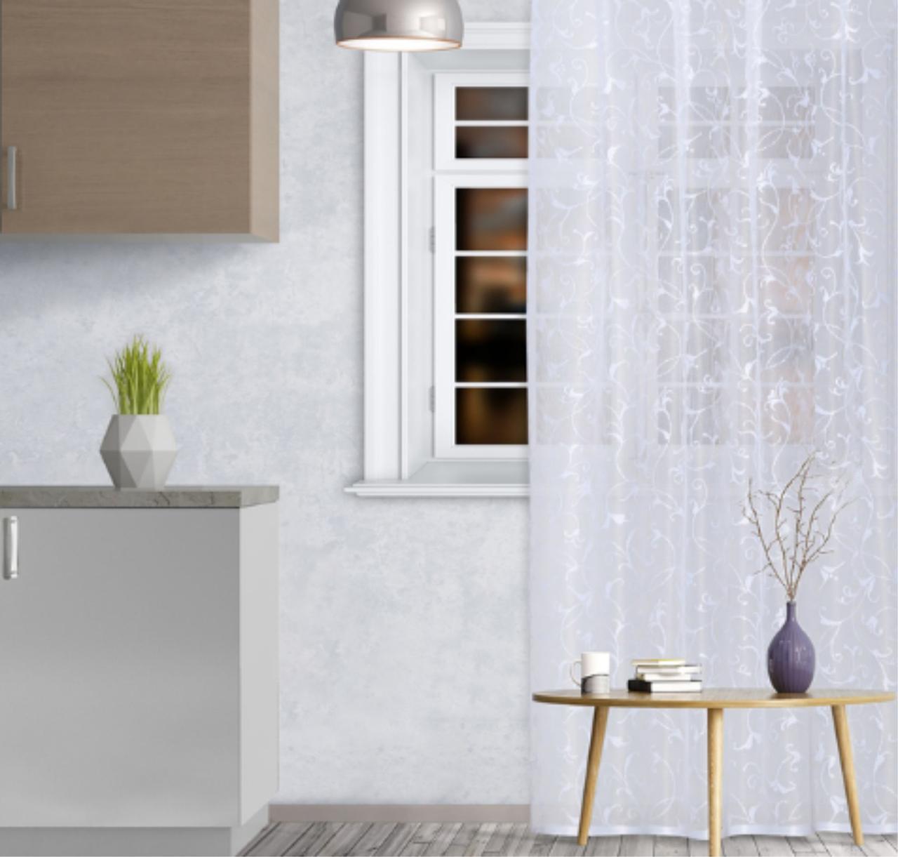 Штора кухонная арт.М436а 145х250 см, цвет белый